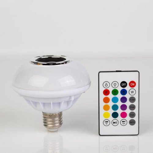 Лампа светодиодная декоративная "Световая тарелка" RGB Е27, blutooth, со встроенной колонкой. фото Лампа светодиодная декоративная "Световая тарелка" RGB Е27, blutooth, со встроенной колонкой. картинка